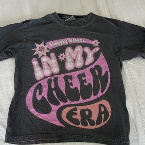 Comfort Colors Black Tee with Pink Retro 'In My Cheer Era' Graphic